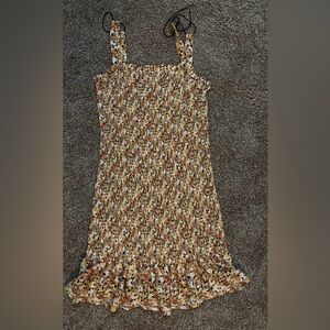 SHEIN Brown and Tan Patterned Mini Dress
